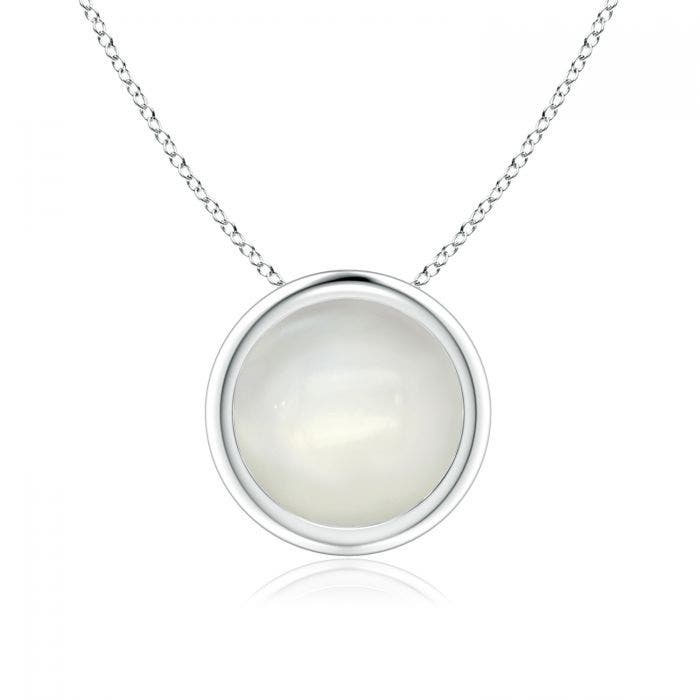 Bezel-Set Round Moonstone Solitaire Pendant