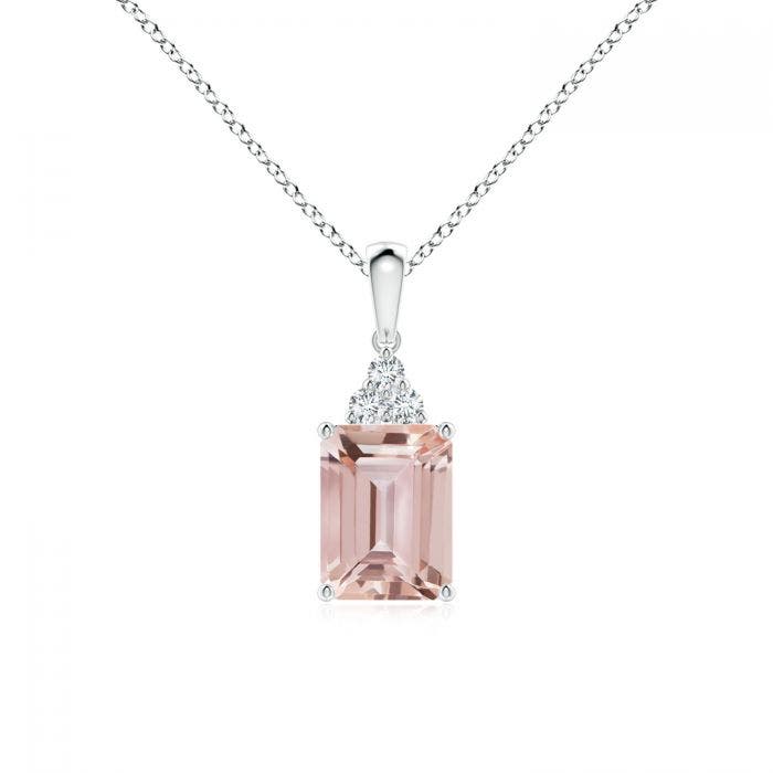Emerald-Cut Morganite Pendant with 