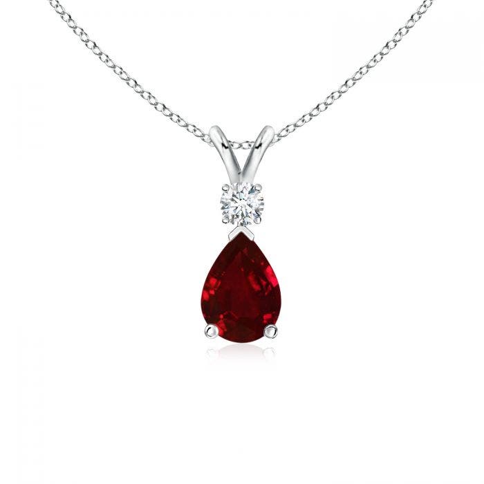 Ruby and Diamond Pendant Yellow Gold Ruby Pear Necklace Premium Diamond Ruby and Diamond Pendant Yellow Gold Ruby Pear Necklace Premium Diamond