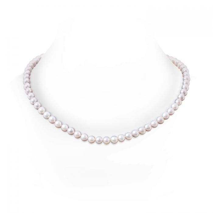 Single Black 7-8mm A Quality Freshwater 925 Sterling Silver Cultured Pearl Necklace