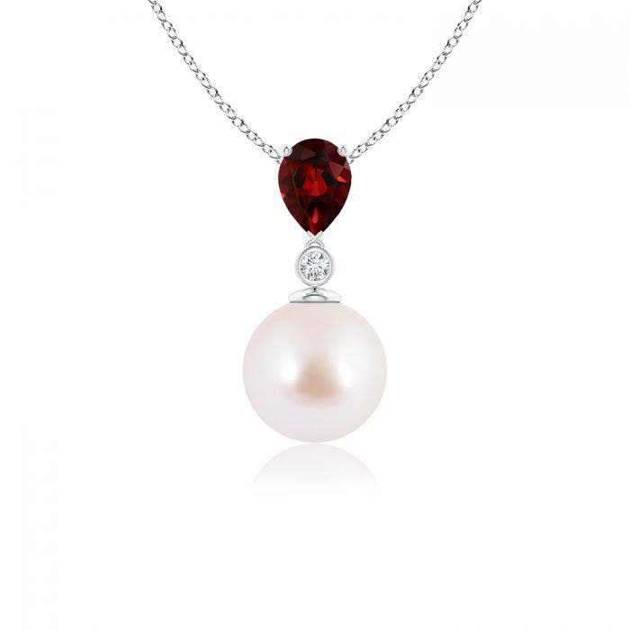 Japanese Akoya Pearl \u0026 Pear Garnet Drop 