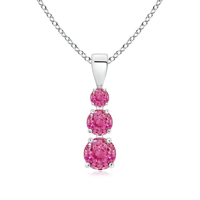Graduated Round Pink Sapphire Three Stone Pendant Angara Australia - Pink Pendant Necklace Australia