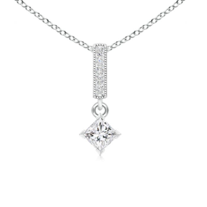 V Prong-Set Princess Diamond Pendant 