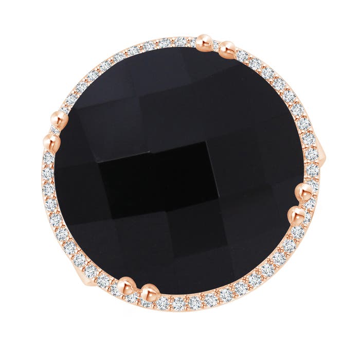Vintage Style Black Onyx Cocktail Ring With Diamond Halo Angara Canada
