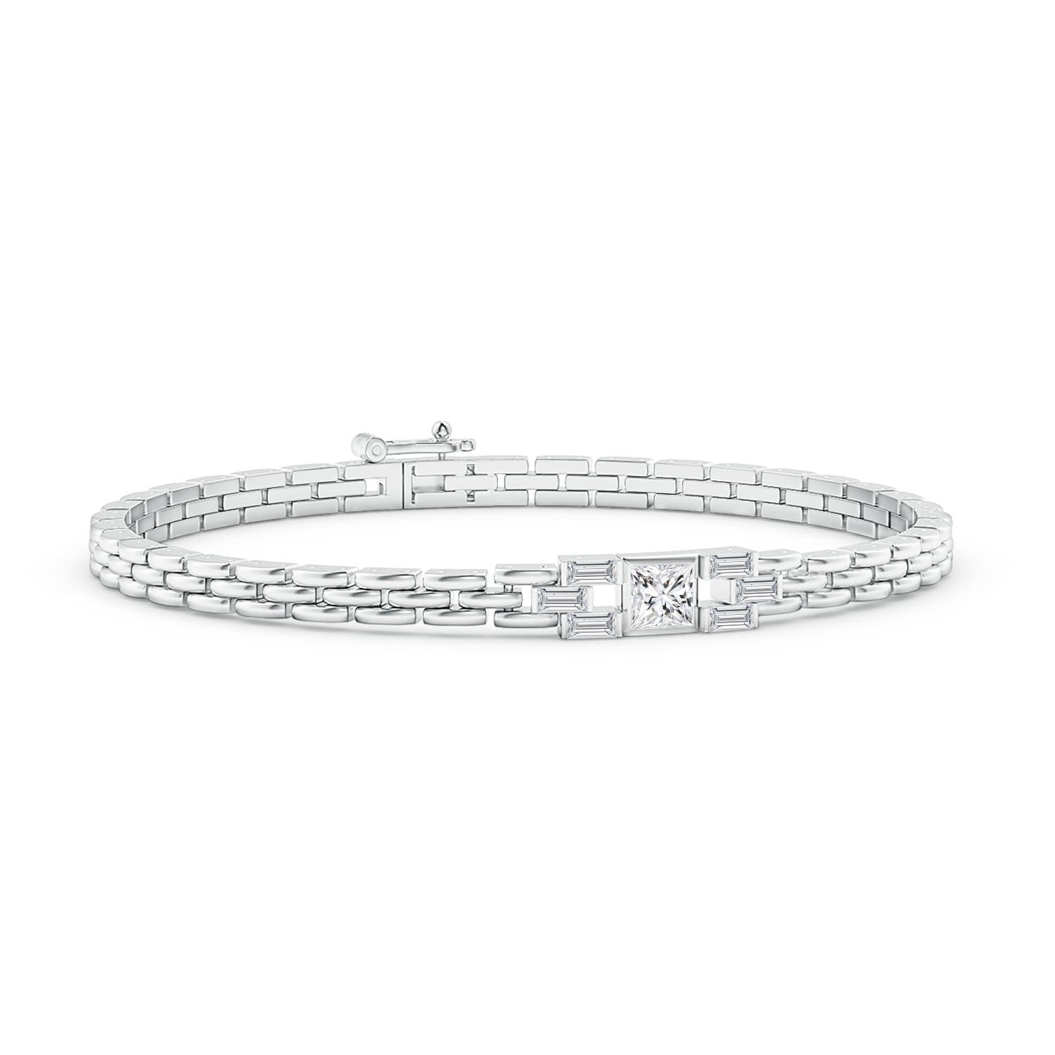 Princess & Baguette Diamond Rectangle Link Bracelet