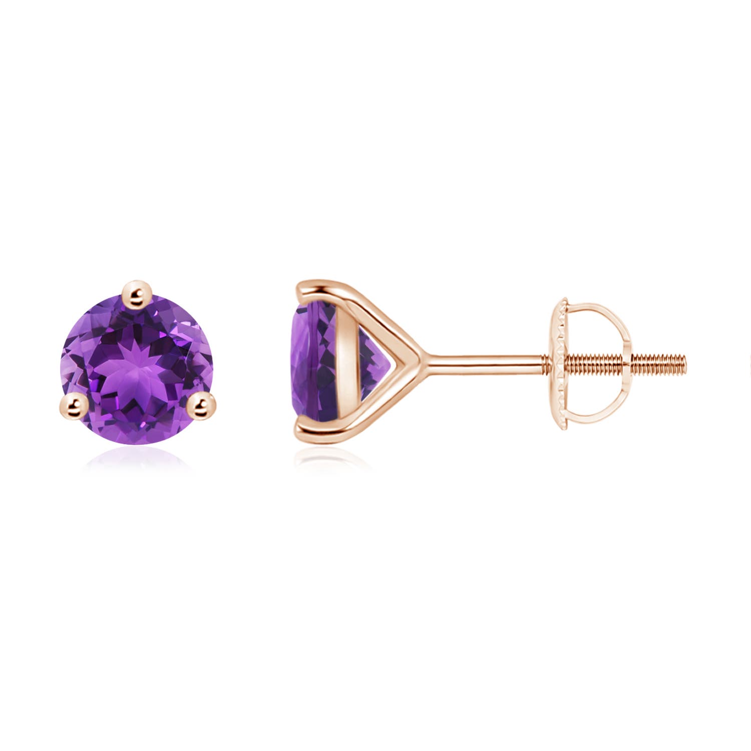 MartiniSet Round Amethyst Stud Earrings Angara UK