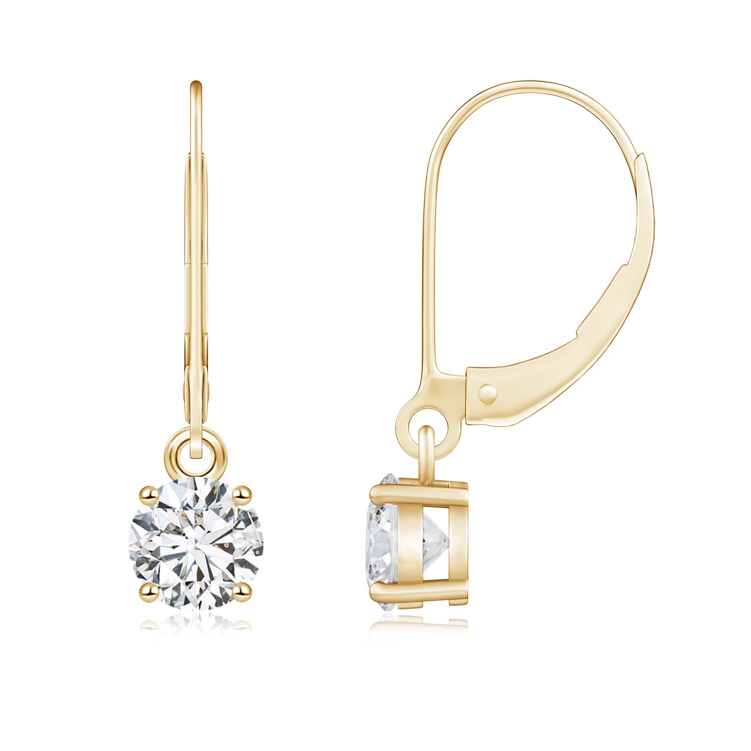 Round Diamond Leverback Earrings Angara