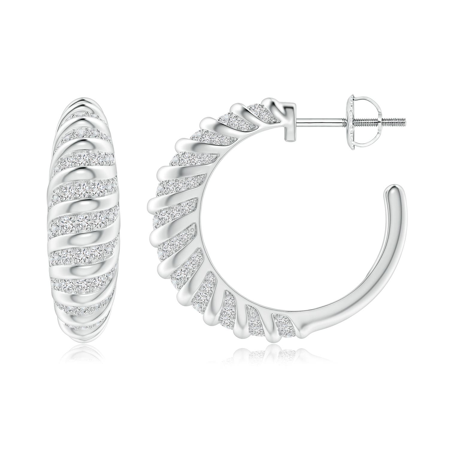 PaveSet Diamond Ribbed Statement Hoops