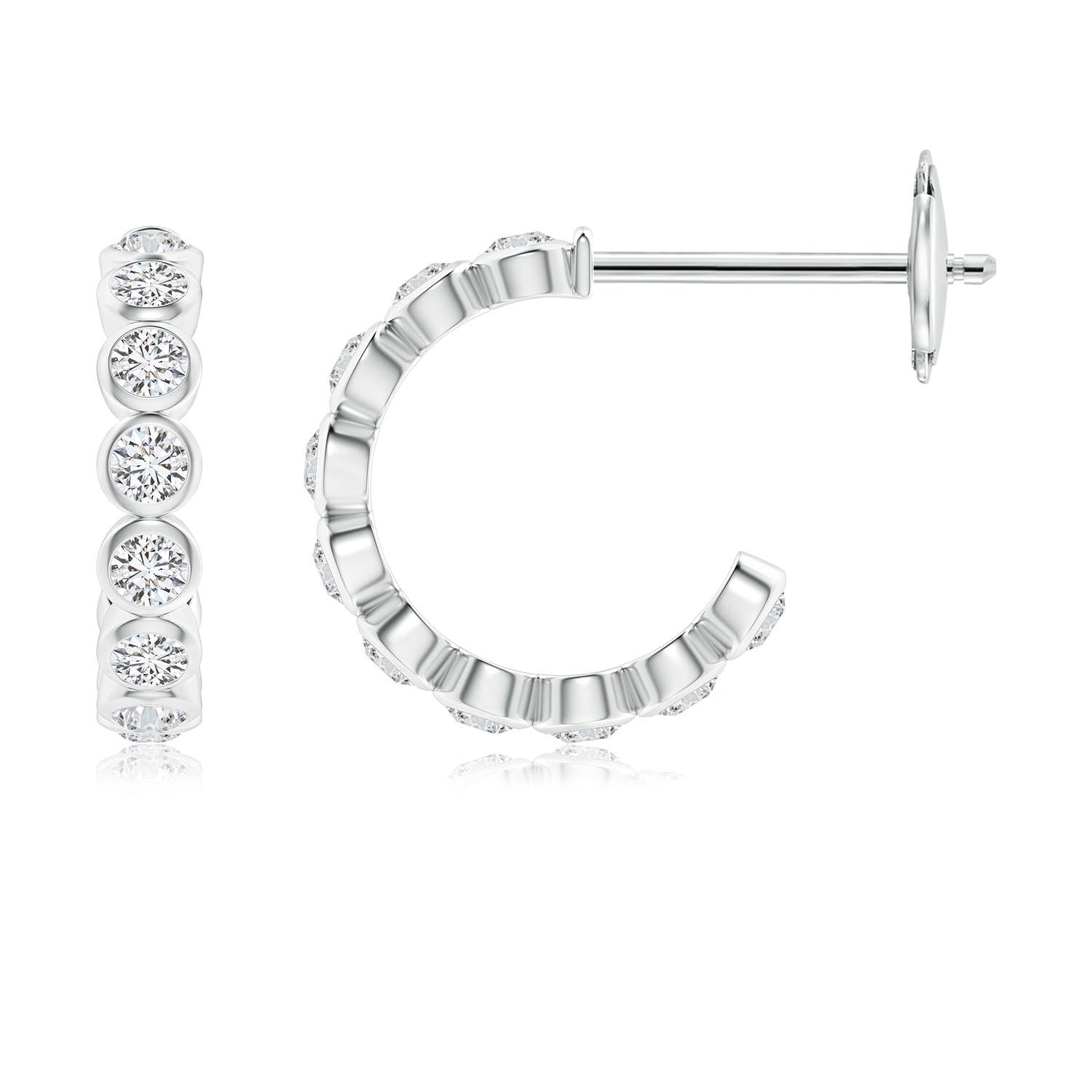BezelSet Diamond Huggie Hoop Earrings