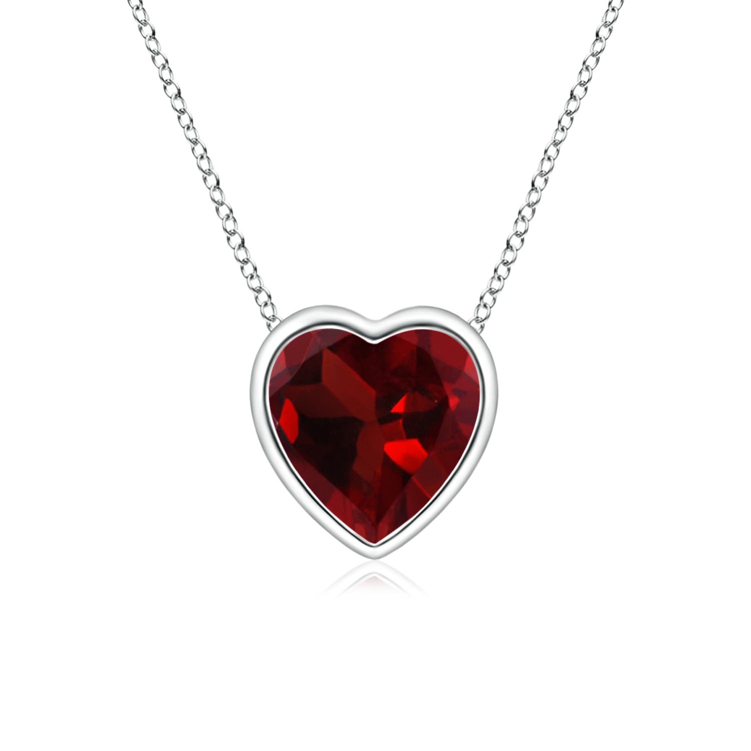 Bezel-Set Solitaire Heart Garnet 