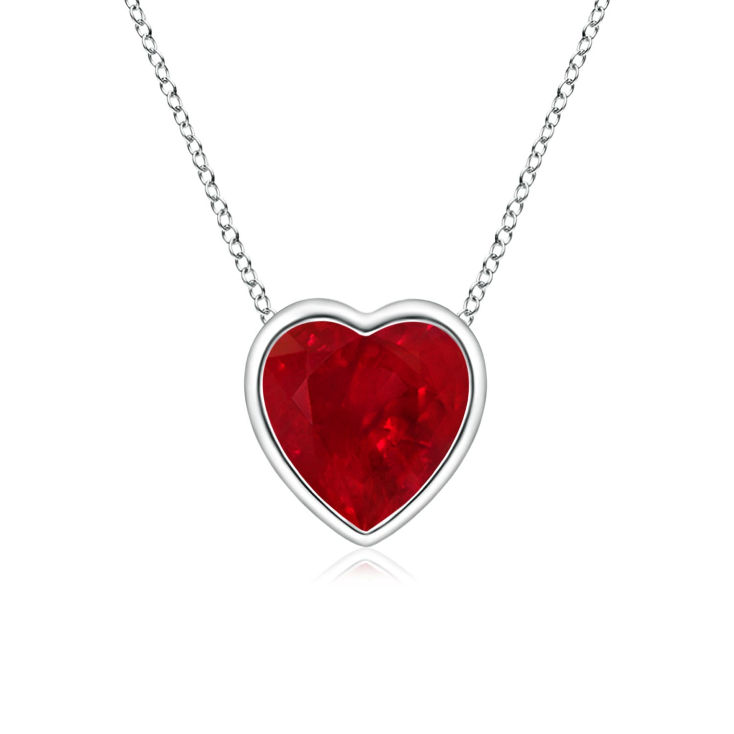 Bezel-Set Solitaire Heart Ruby Pendant 