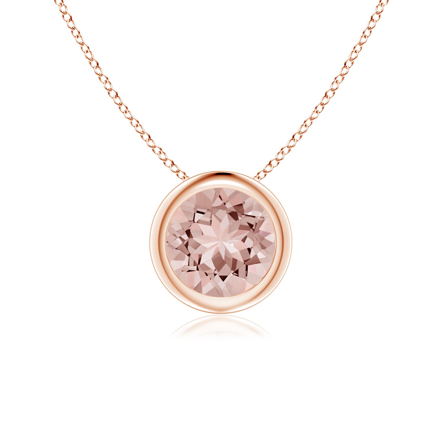 Bezel-Set Round Morganite Solitaire Pendant - Main 1