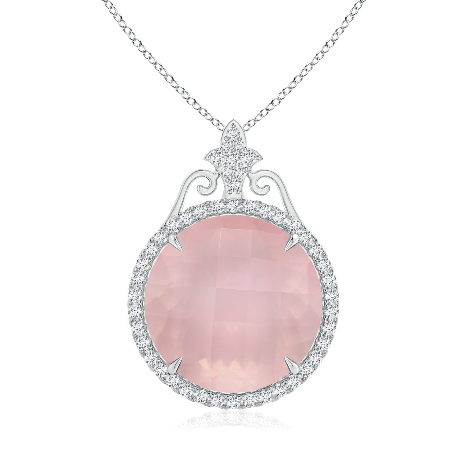GIA Certified Rose Quartz Pendant with 