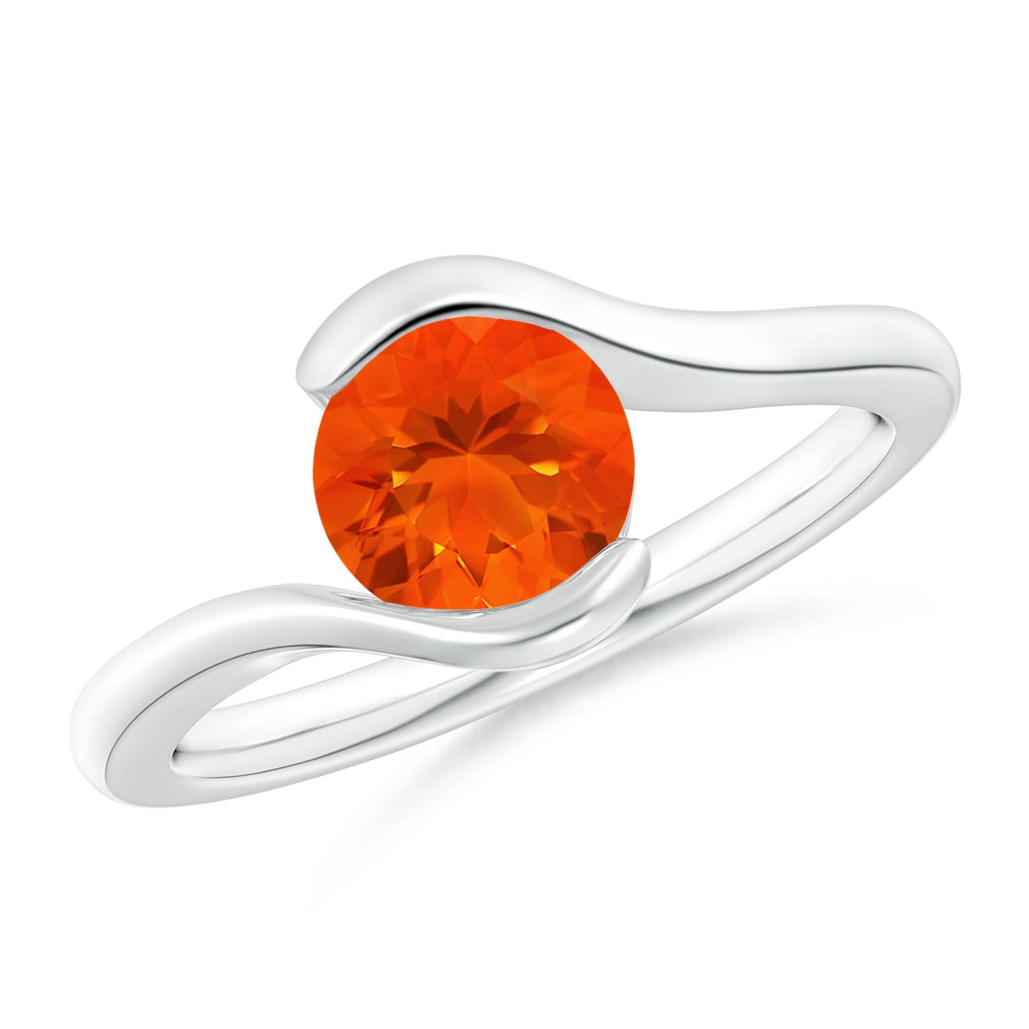 Semi BezelSet Solitaire Round Fire Opal Bypass Ring