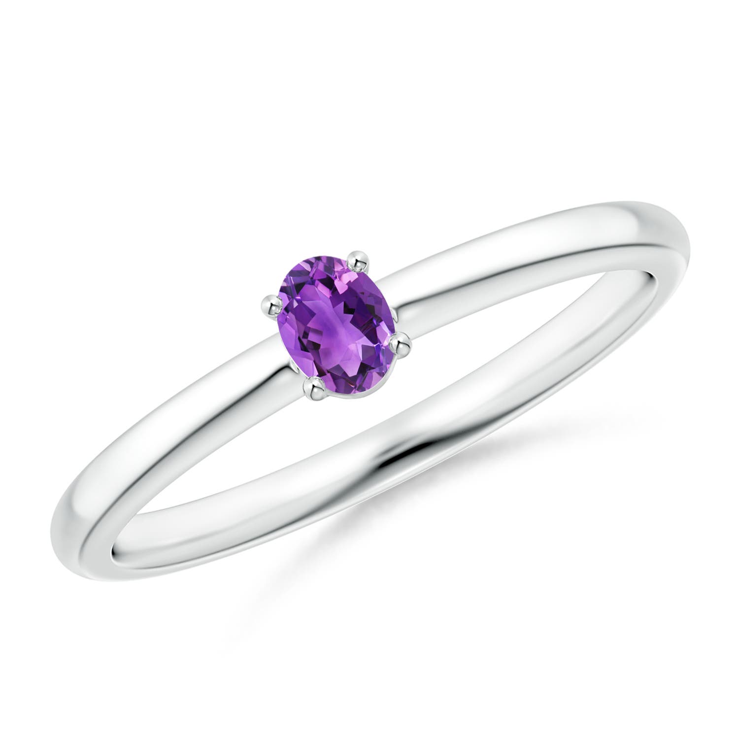 Classic Solitaire Oval Amethyst Promise Ring Angara UK