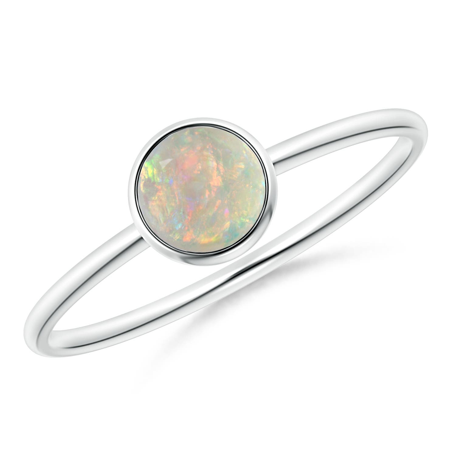 Bezel Set Round Opal Stackable Ring Angara