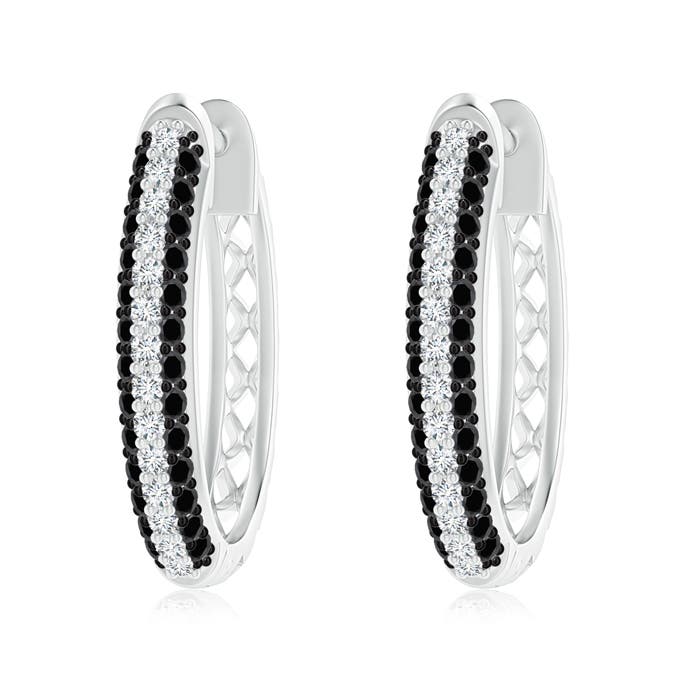 Pavé Set White And Enhanced Black Diamond Hoop Earrings Pavé Set White And Enhanced Black Diamond Hoop Earrings