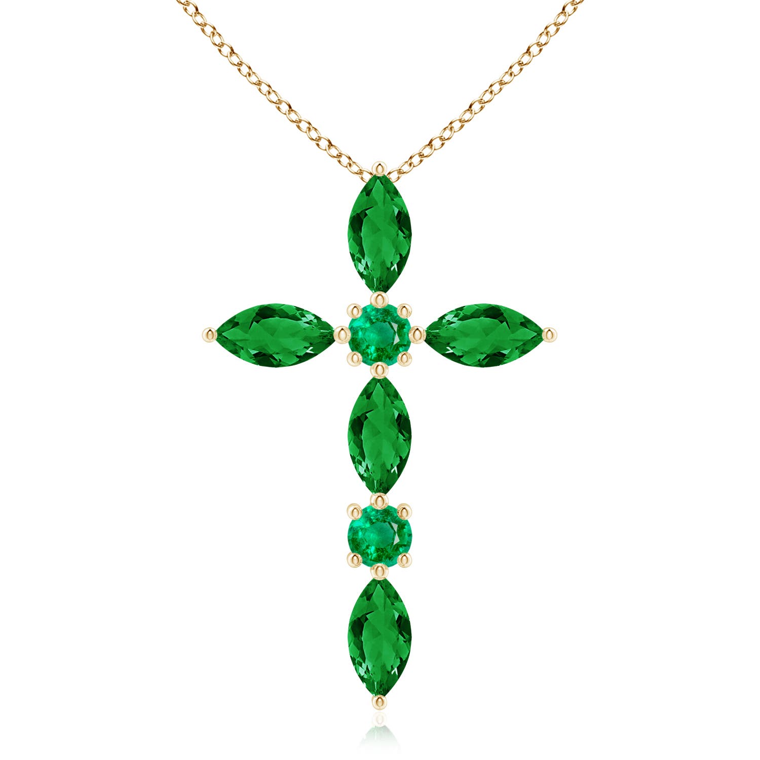 Marquise and Round Emerald Cross Pendant Angara Canada
