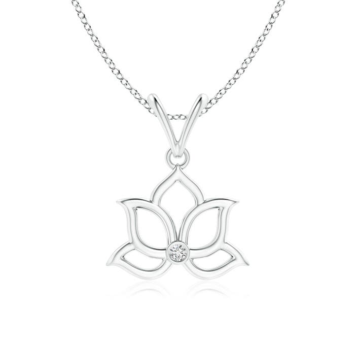 Bezel Set Diamond Lotus Flower Pendant Angara Canada - Lotus Flower Pendant White Gold Bezel Set Diamond Lotus Flower Pendant Angara Canada - Lotus Flower Pendant White Gold