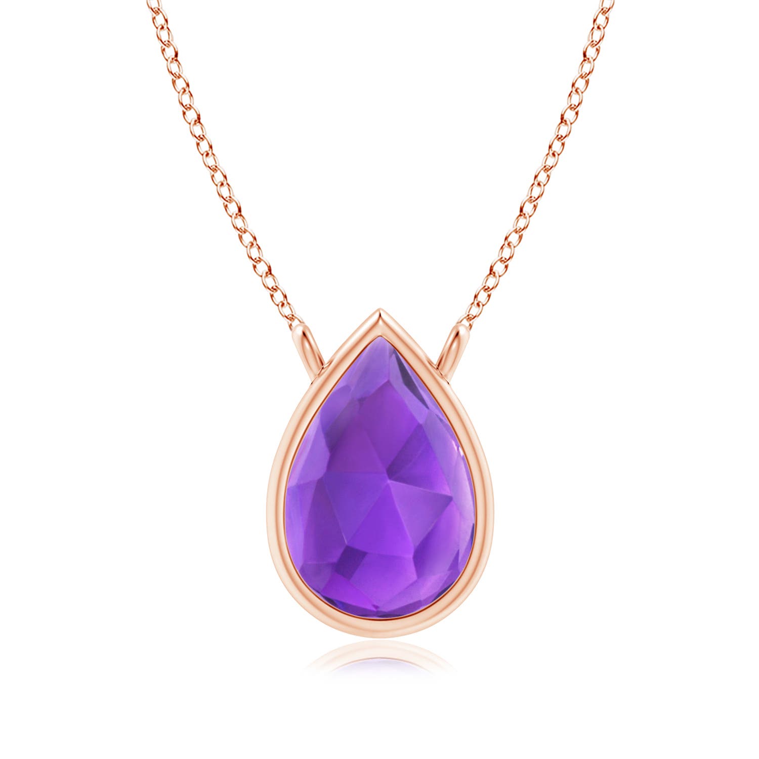 Pear-Shaped Amethyst Solitaire Necklace 