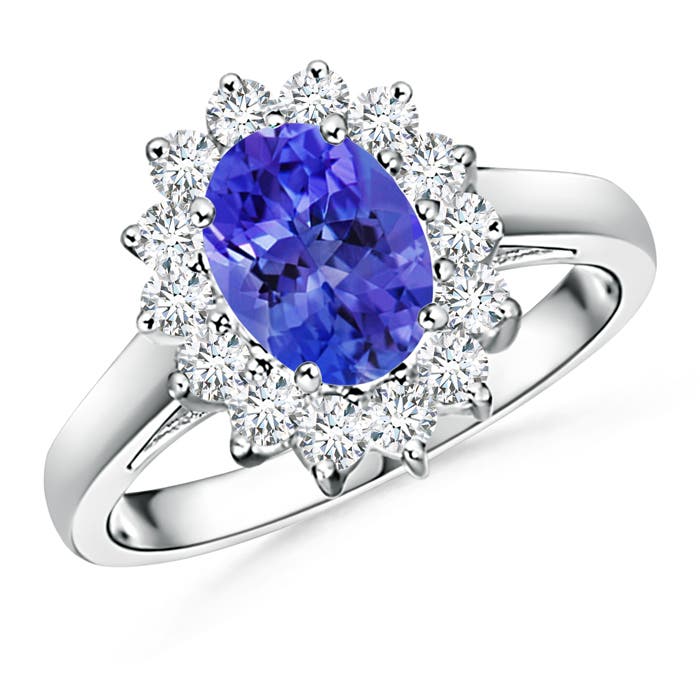 Princess Diana Inspired Tanzanite Ring with Diamond Halo Angara Canada