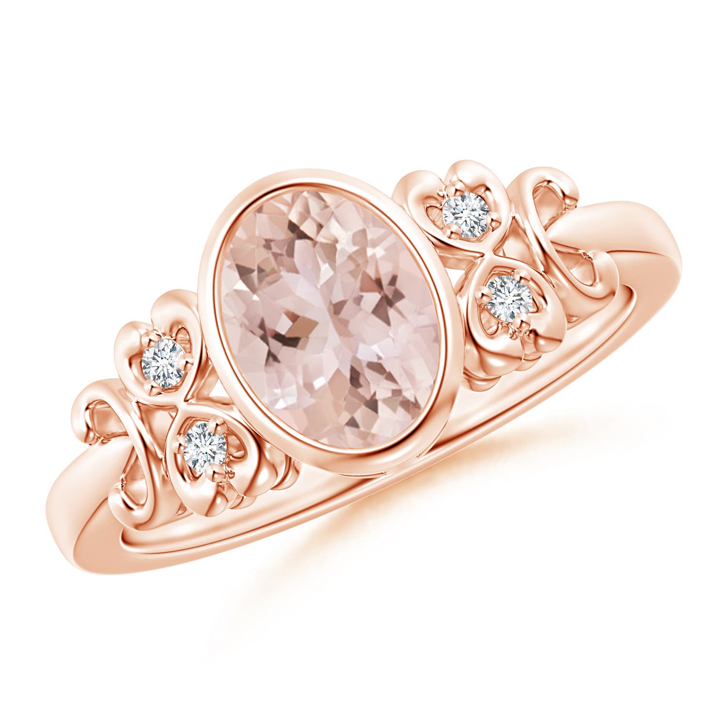 Vintage Style BezelSet Oval Ring with Diamonds Angara