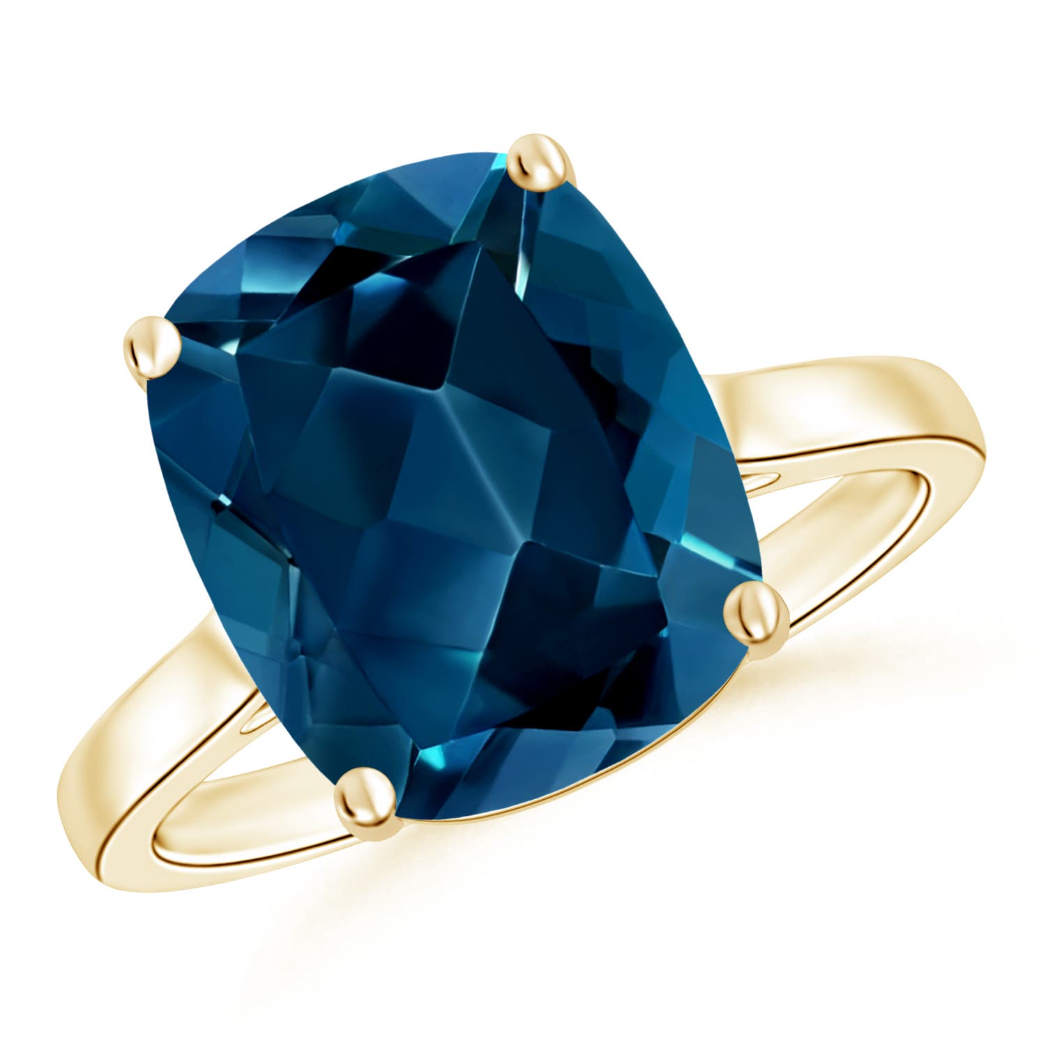 Classic Cushion London Blue Topaz Solitaire Ring Angara