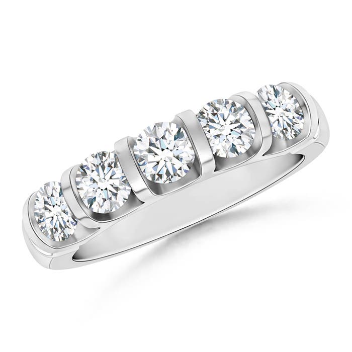 Bar Set Five Stone Round Diamond Wedding Band for Her Angara Australia