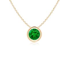 Bezel-Set Round Emerald Solitaire Pendant