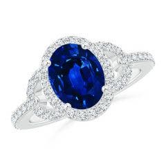 Vintage Style Oval Blue Sapphire Halo Ring