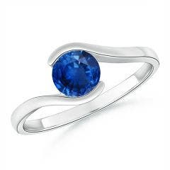 Semi Bezel-Set Solitaire Round Blue Sapphire Bypass Ring