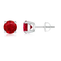 Round Ruby Stud Earrings