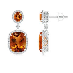 Citrine Earrings Natural At Angara Two Tier Claw Set Citrine Dangle Earrings With Diamond Halo