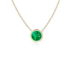 Bezel-Set Round Emerald Solitaire Pendant