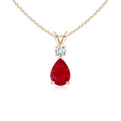 Ruby Teardrop Pendant with Diamond