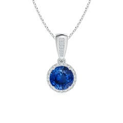 Vintage Inspired Round Sapphire Halo Pendant