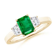 Emerald and Diamond Three Stone Ring