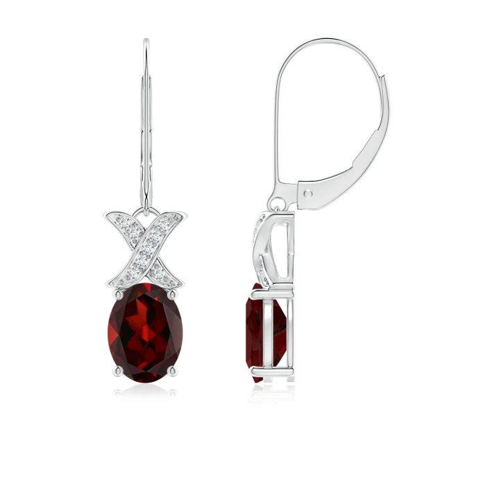 Garnet And Diamond Xo Leverback Drop Earrings Angara Box Main1