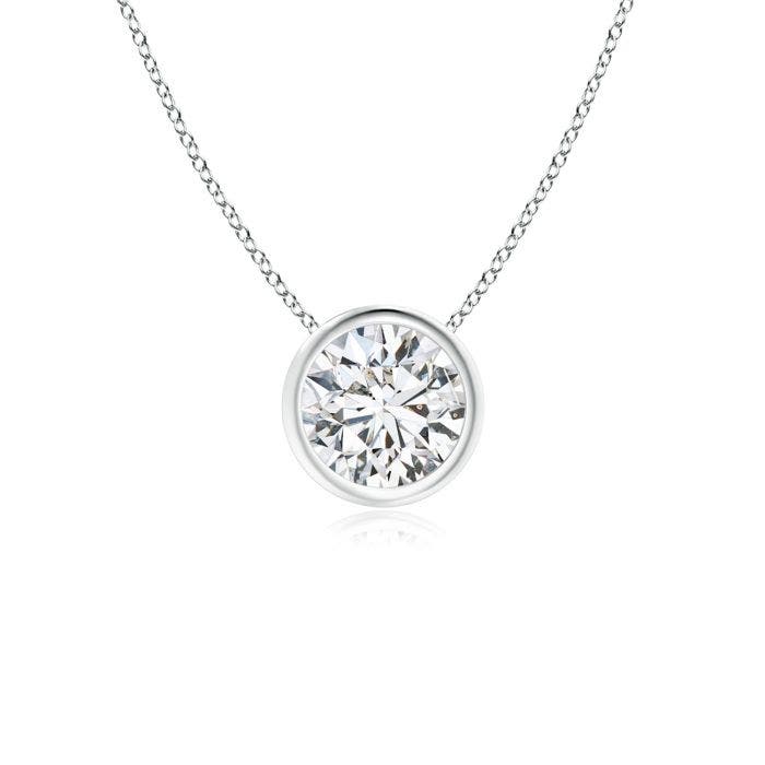 Angara Bezel-Set Round Diamond Solitaire Pendant in 18k Gold