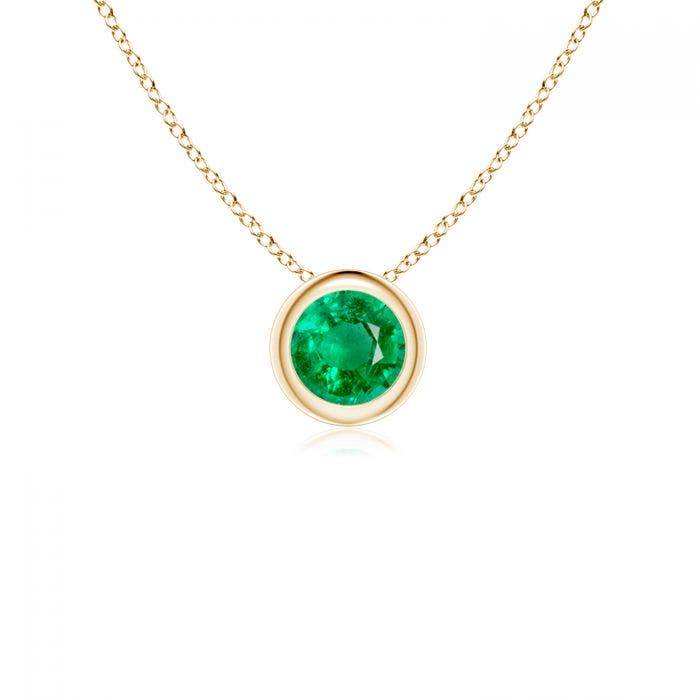 Bezel-Set Round Emerald Solitaire 