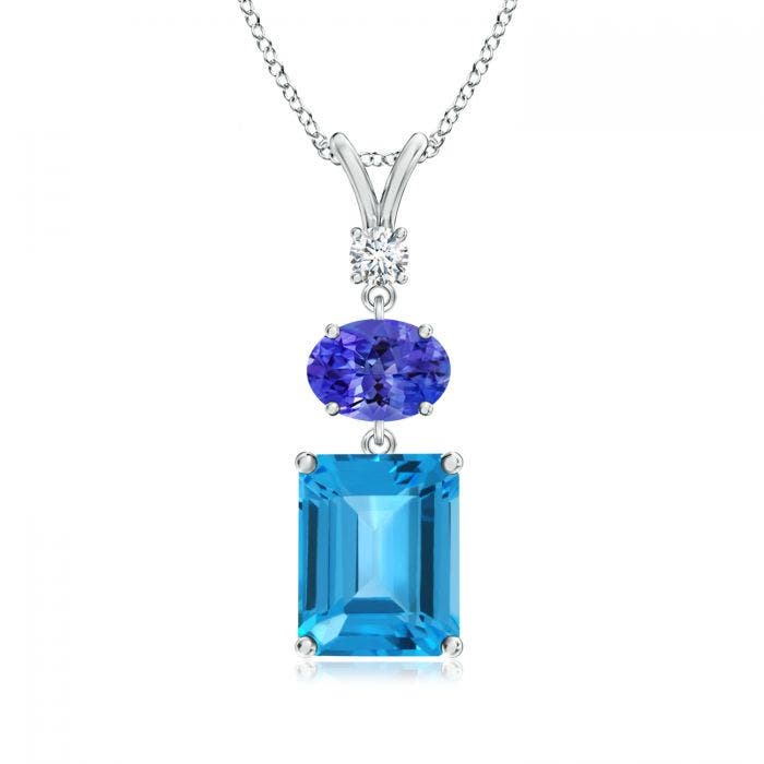Swiss Blue Topaz, Tanzanite and Diamond 