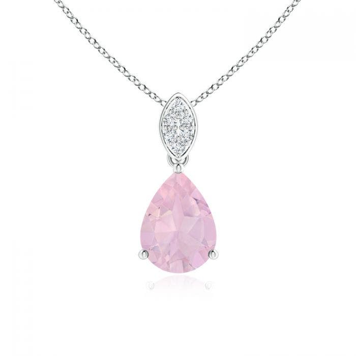 Pear Shaped Rose Quartz Pendant With Leaf Bale - Rose Quartz Pendant Pear Shaped Rose Quartz Pendant With Leaf Bale - Rose Quartz Pendant