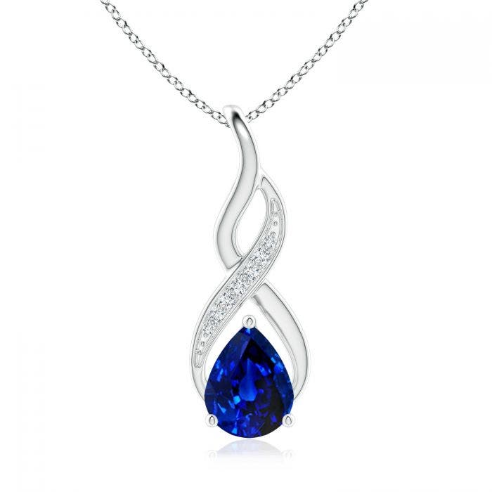 Blue & White Diamond Accents Infinity Pendant Necklace 14K Yellow Gold Over Blue & White Diamond Accents Infinity Pendant Necklace 14K Yellow Gold Over