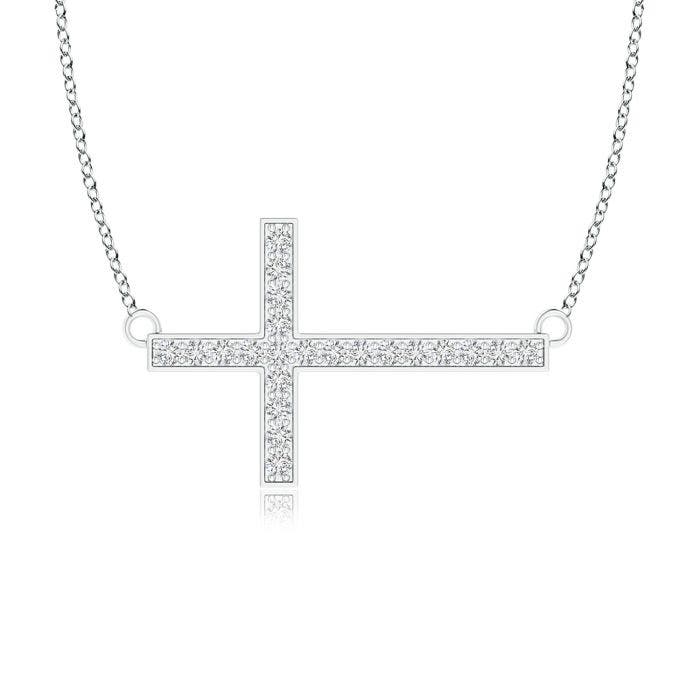 Classic Diamond Sideways Cross Necklace 