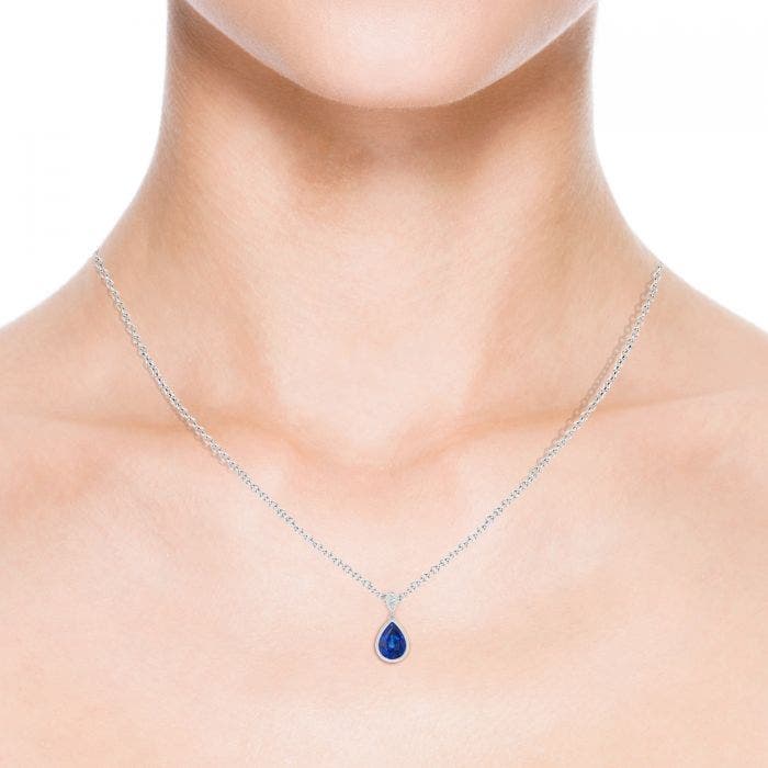 Bezel-Set Sapphire Teardrop Pendant 