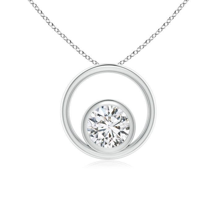 Bezel Set Diamond Solitaire Open Circle Pendant Angara - Canadian Ice Floating Diamond Pendant