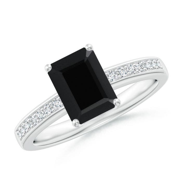Octagonal Black Onyx Cocktail Ring With Diamonds Angara