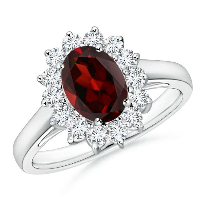 Princesse Diana Inspiré Halo Diamant & Garnet Ring Set En Argent Sterling DSL-LR Princesse Diana Inspiré Halo Diamant & Garnet Ring Set En Argent Sterling DSL-LR