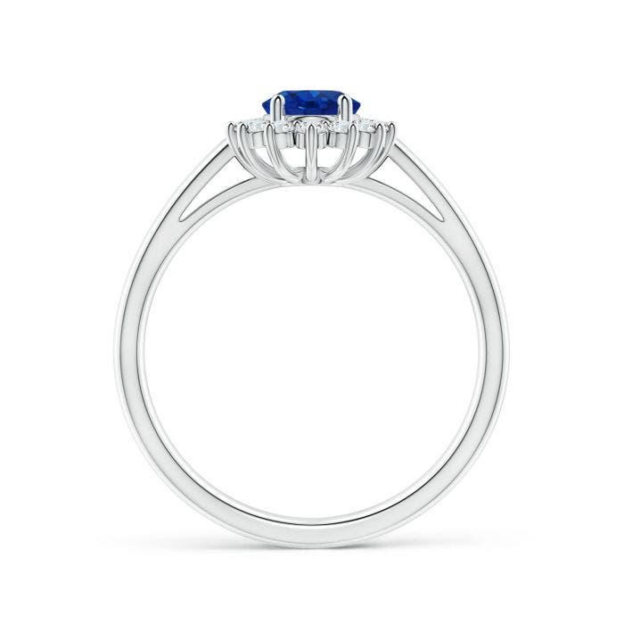 Princess Diana Inspired Blue Shire Ring With Diamond Halo Box 1 Main Side