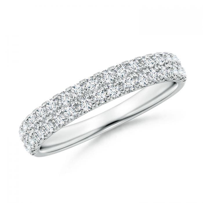 Half Eternity Double Row Diamond Wedding Band Angara